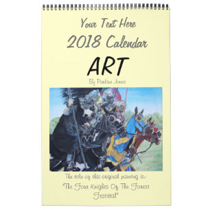 Calendario arte paisajístico original jousting dogs equinos 2