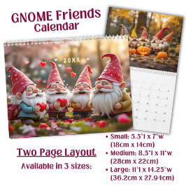 Calendario Arte personalizado de divertidos amigos Gnome bril