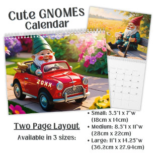 Calendario Arte personalizado de gnomo de jardín lindo