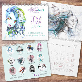 Calendario Artista de arte de ilustraciones originales femeni