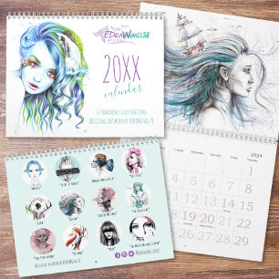 Calendario Artista de arte de ilustraciones originales femeni