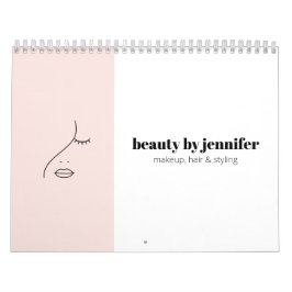 Calendario Artista rosa con el logotipo de belleza facial min