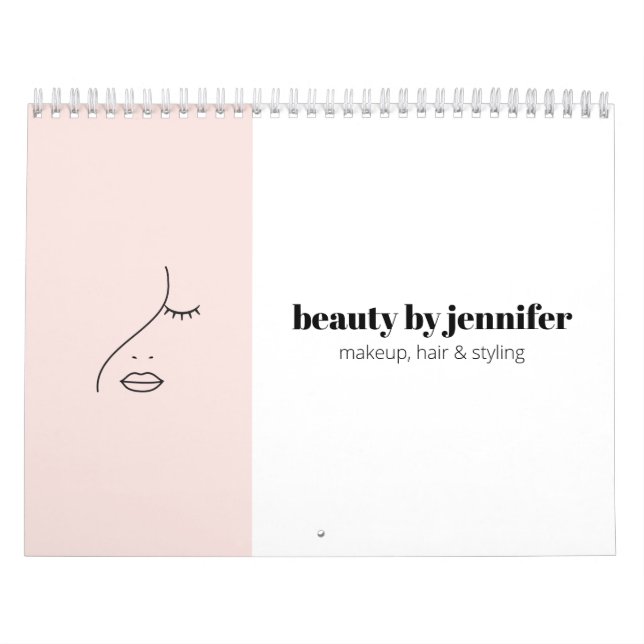 Calendario Artista rosa con el logotipo de belleza facial min (Tapa)