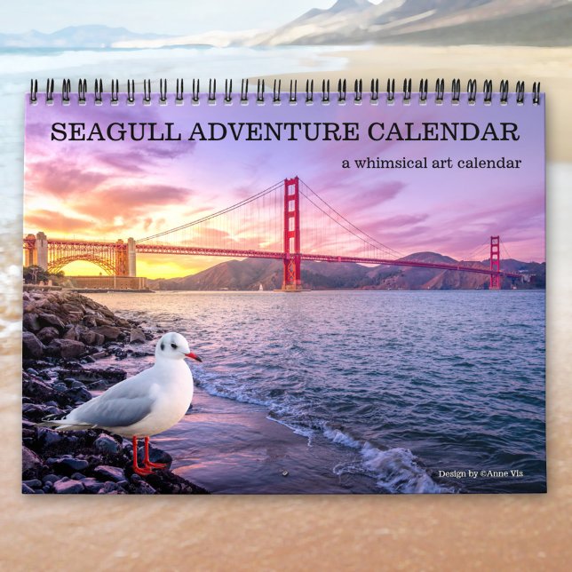 Calendario Artistic Seagull Adventure Calendar (Calendar for seagull lovers featuring images and paintings of seagulls traveling the world)