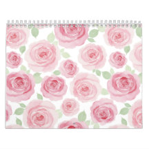 Calendario Artístico de Rosas Acuarela Rosadas