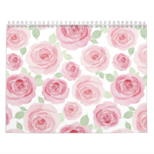 Calendario Artístico de Rosas Acuarela Rosadas