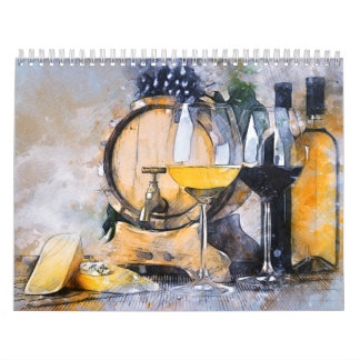 Calendario artístico del vino de la cocina especia