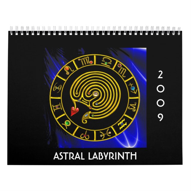 Calendario Astrología CARÁCTICA ASTRAL LABYRINTH GOLD ZODIAC (Tapa)