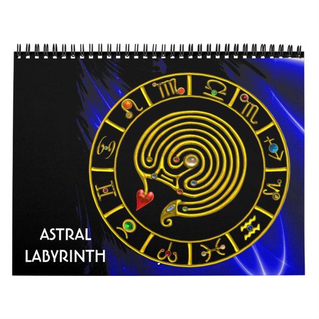Calendario Astrología CARÁCTICA ASTRAL LABYRINTH GOLD ZODIAC (Tapa)