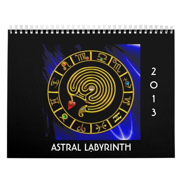 Calendario Astrología CARÁCTICA ASTRAL LABYRINTH GOLD ZODIAC (Tapa)