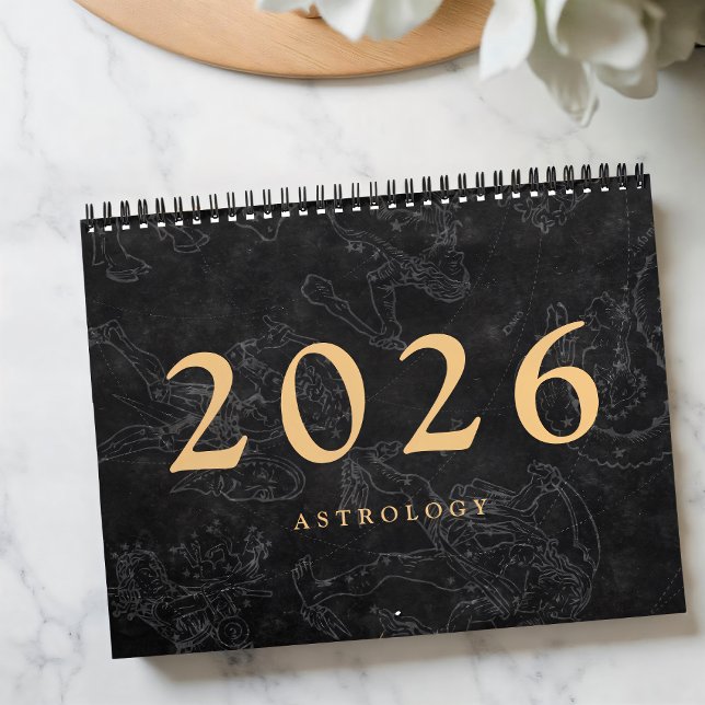 Calendario Astrología Zodiac Rótulos Faux Gold Classic (Subido por el creador)