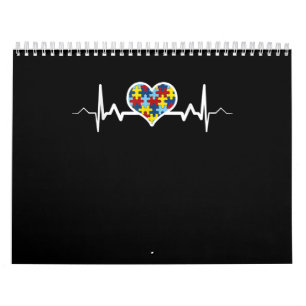 Calendario autista  Autism Awareness Heartbeat Puzzle Orgullo