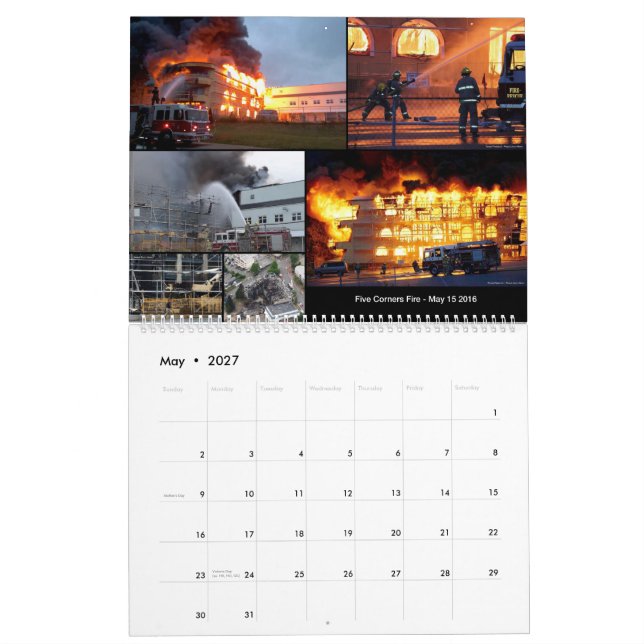 Calendario auxiliar 11x14.25 de los bomberos 2019 (May 2027)