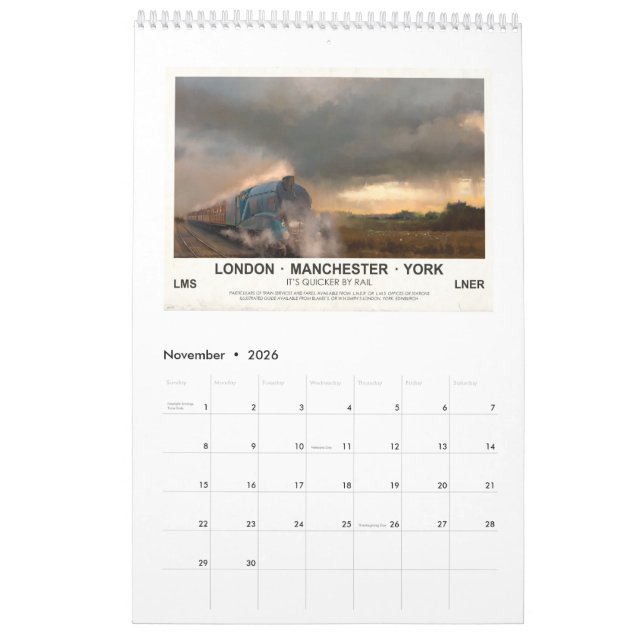 CALENDARIO AVIONES, TRENES Y AUTOMÓVILES (Nov 2026)