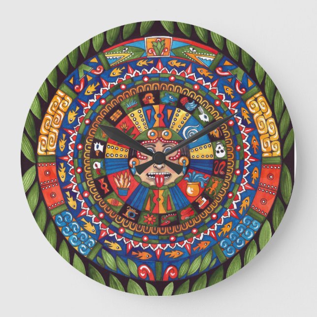 Calendario azteca reloj de pared grande (Anverso)