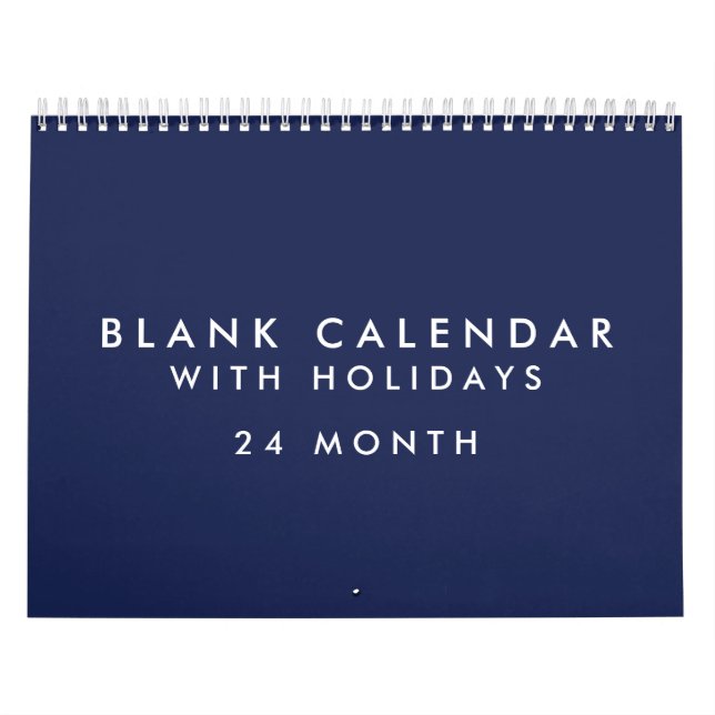 Calendario Azul Blanco De 24 Meses Con Vacaciones (Tapa)