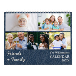 Calendario Azul de Fotos Múltiples de Familia y Am