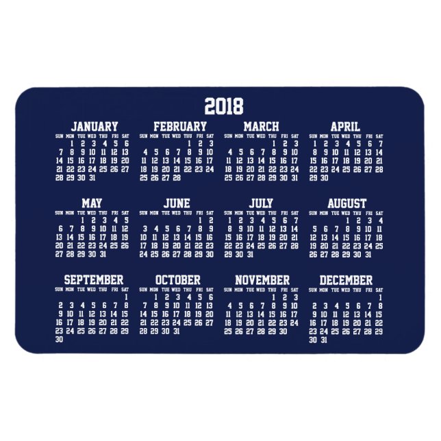 Calendario Azul de la Marina 2018 Grandes imanes f (Horizontal)