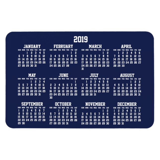 Calendario Azul de la Marina 2019 Grandes imanes f (Horizontal)