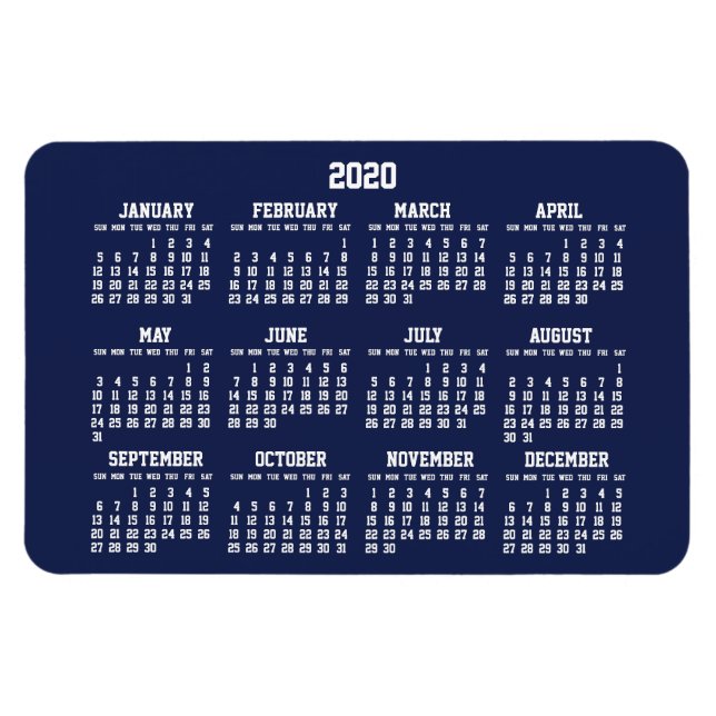 Calendario Azul de la Marina 2020 Grandes imanes f (Horizontal)