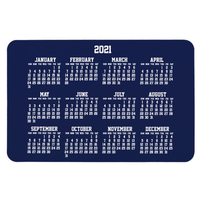 Calendario Azul de la Marina 2021 Grandes imanes f (Horizontal)