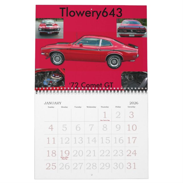 calendario azul de los rebeldes y de los cometas (Jan 2026)