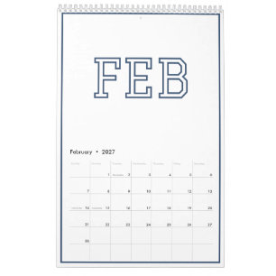 Calendario Azul Marino Preppy Minimalista Moderno