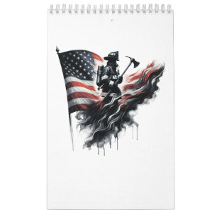 Calendario Bandera de Estados Unidos. Bombero