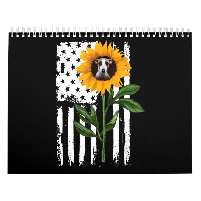 Calendario Bandera de girasol Hippie Whippet Dog lover (Tapa)