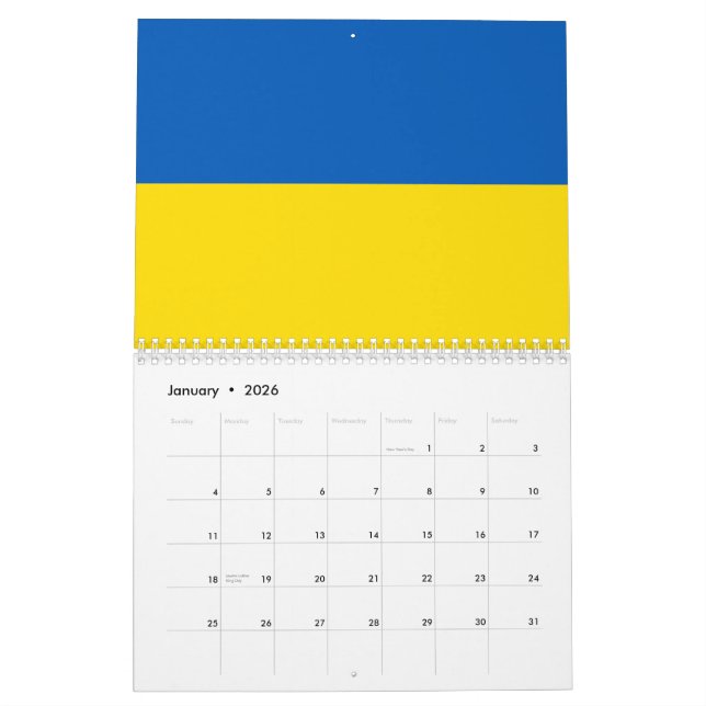 Calendario Bandera de Ucrania azul y amarillo patriótico mode (Jan 2026)