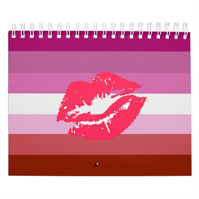 Calendario Bandera del Orgullo Lésbico con lápiz labial (Tapa)