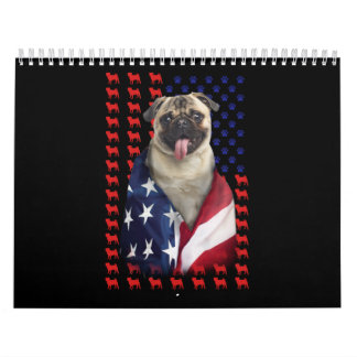 Calendario Bandera estadounidense Puggy