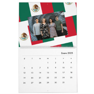 Calendario Bandera mexicana agrega tu foto 2025