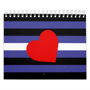 Calendario Bandera y corazón del orgullo de cuero