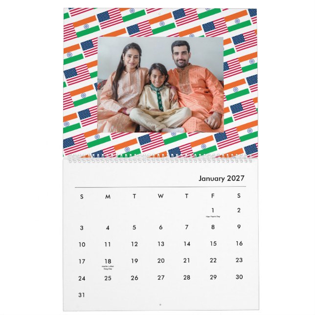Calendario Banderas indias americanas de fotos कै लें ड 2026 (Jan 2027)