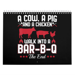Calendario Barbacoa   BBQ Dad Chiste Una Vaca Un Cerdo Y Un P