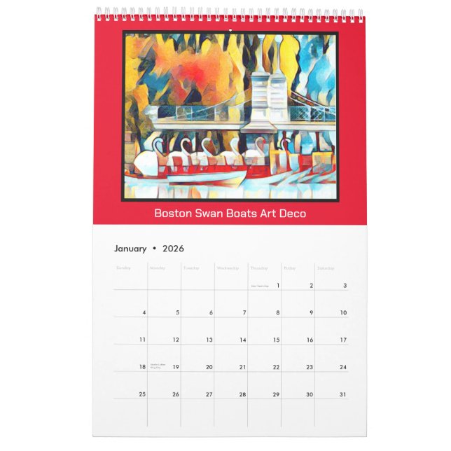 Calendario Barcos de cisnes de Boston (Jan 2026)