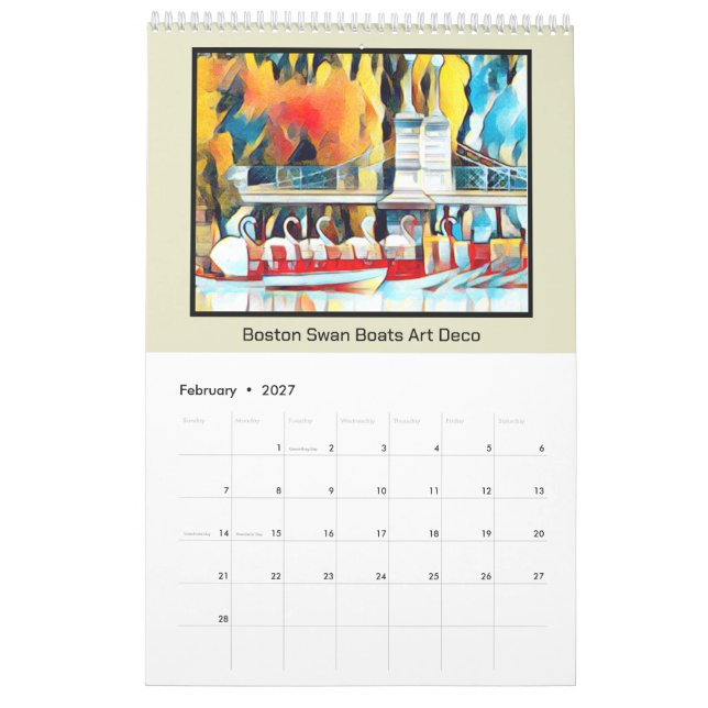 Calendario Barcos de cisnes de Boston (Feb 2027)