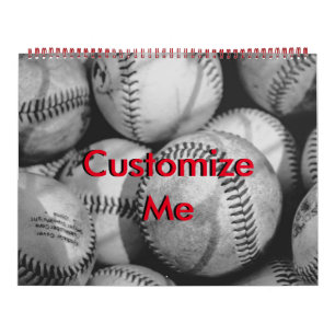 Calendario Baseballs en blanco y negro