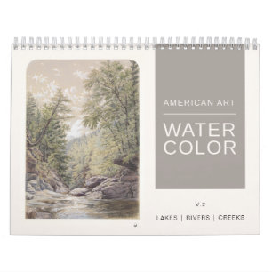 Calendario Bella Artes estadounidense Watercolor Lakes Rivers