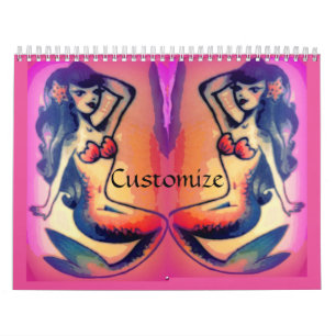 Calendario Belleza de sirena de pelo oscuro Thunder_Cove