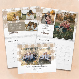 Calendario Bible Verse Beige Buffalo Plaid Family Photo