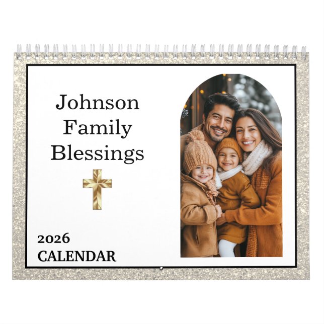 Calendario  Bible Verse Gold Cross Arched Photo Gallery (Tapa)
