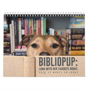 Calendario BiblioPup 2026 de 12 meses: Luna y Libr