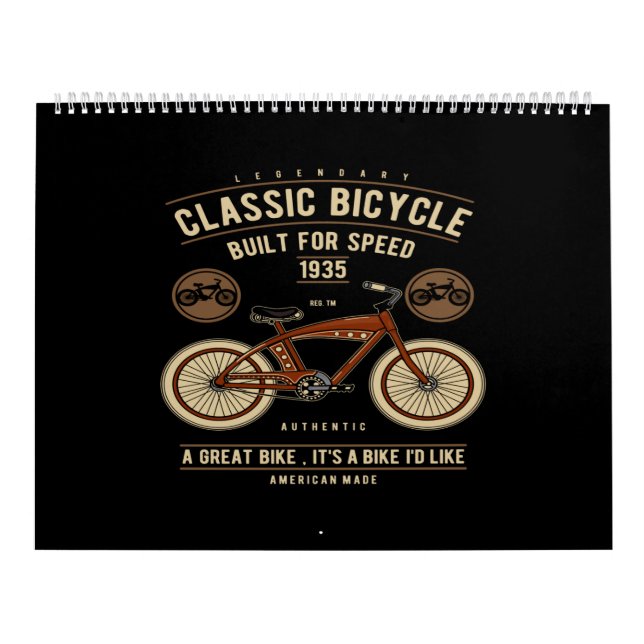 Calendario bicicleta clásica construida para velocidad (Tapa)