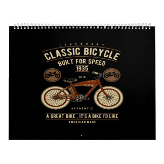 Calendario bicicleta clásica construida para velocidad