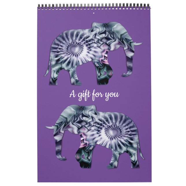 Calendario Bienestar animal - Elephant Silhouette Fractal 2 (Tapa)