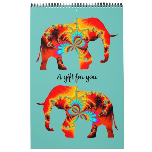 Calendario Bienestar animal - Fractal de silueta elefante 1 (Tapa)