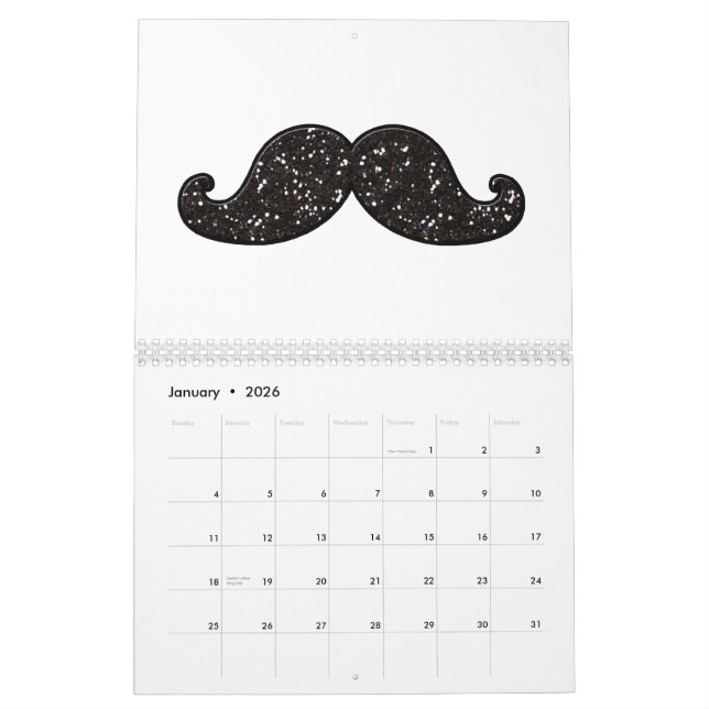 CALENDARIO BIGOTE DEL PURPURINA DEL NEGRO DE LA DIVERSIÓN (Jan 2026)