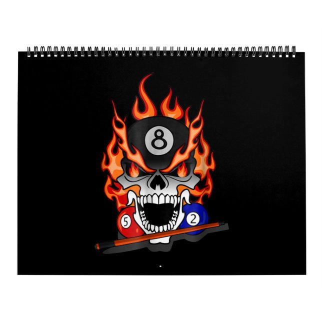 Calendario Billiards Lover | Gran regalo de cráneo de billar  (Tapa)